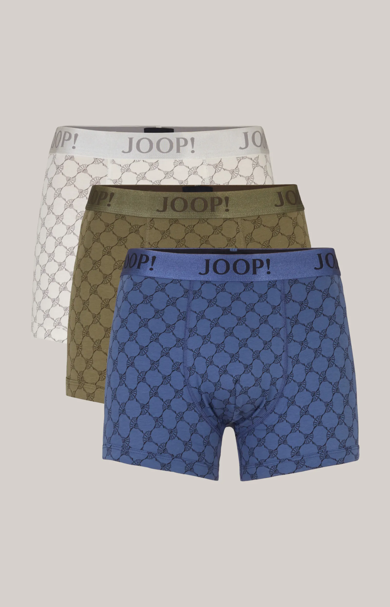 JOOP! Unterwäsche&Loungewear*3-er Pack Boxer in Oliv/Weiß/Blau gemustert